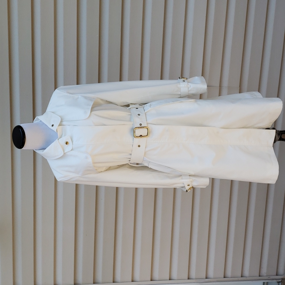 Burberry White Trench Coat with Gold Hardware